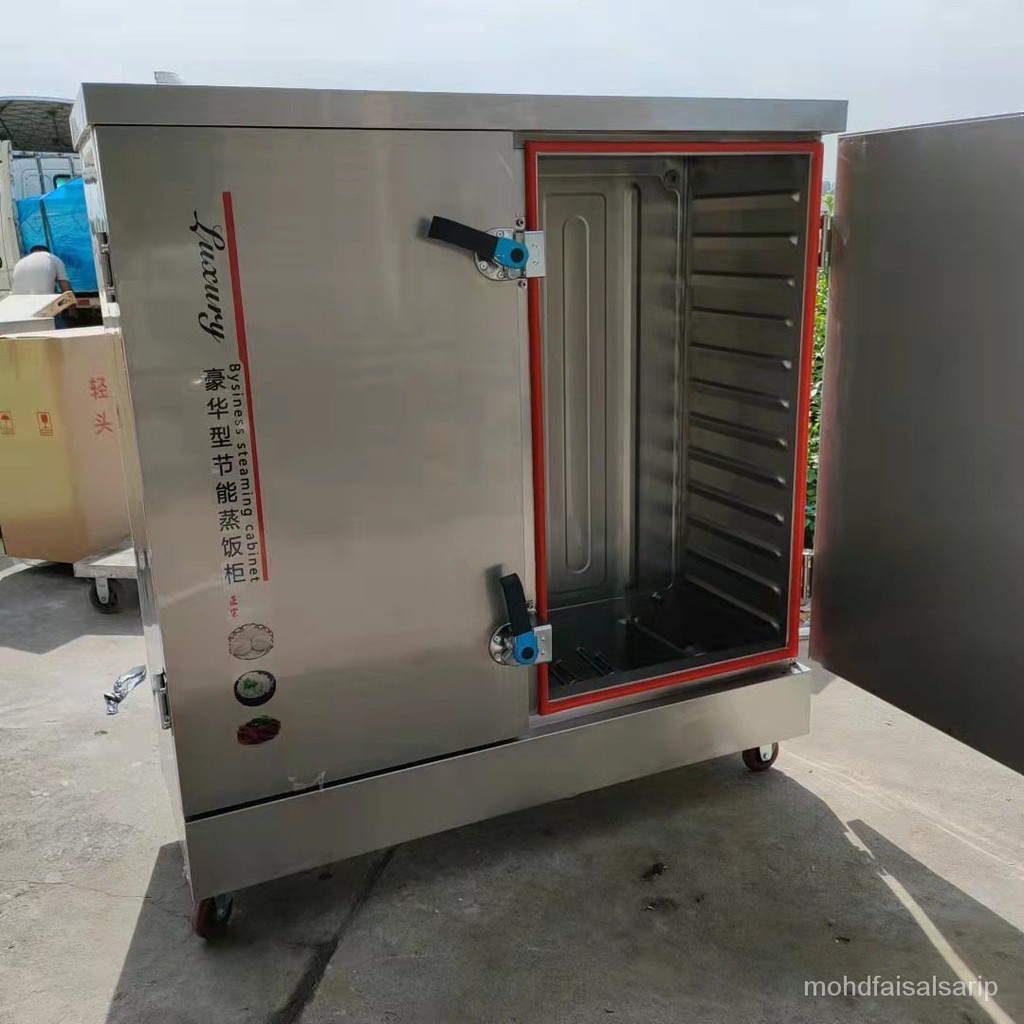 ST-⛵Rice Steamer Commercial Double Door24Plate Electric Steam Box Rice Cooking Steamed Bread Food Canteen Gas Rice Steam