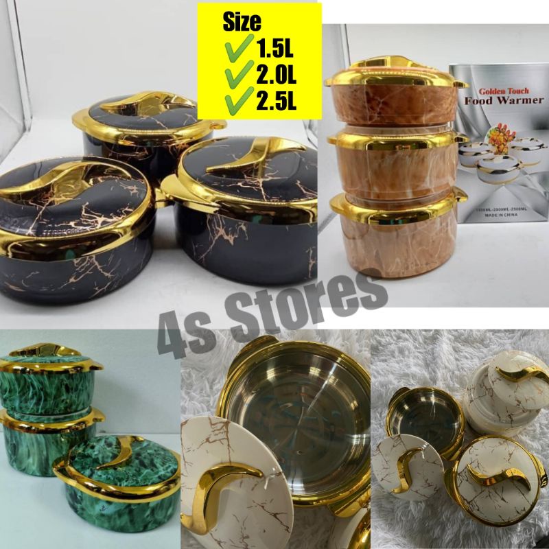 🔥new arrival🔥Set hot pot/ food warmer with golden touch 3 biji