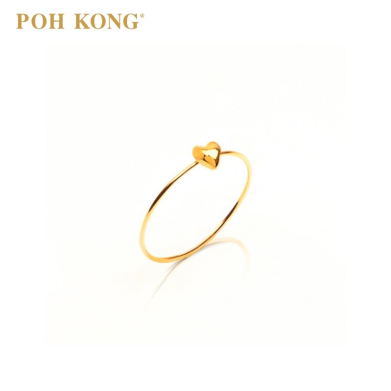 POH KONG 916/22K Gold Tiny Heart Minimalist Mini Ring