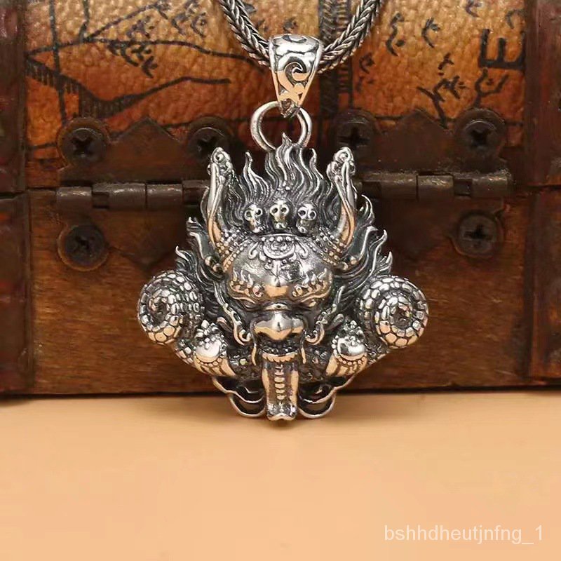 Get gifts/QChiba Thai Silver Tibetan Ghost Faucet Old Faucet Hipster Pendant Vintage Accessories Accessories Crafts Dec