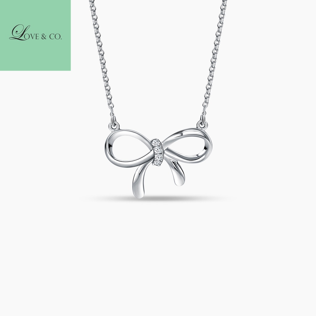 Love & Co. LVC Noeud Femme Diamond Necklace in White Gold