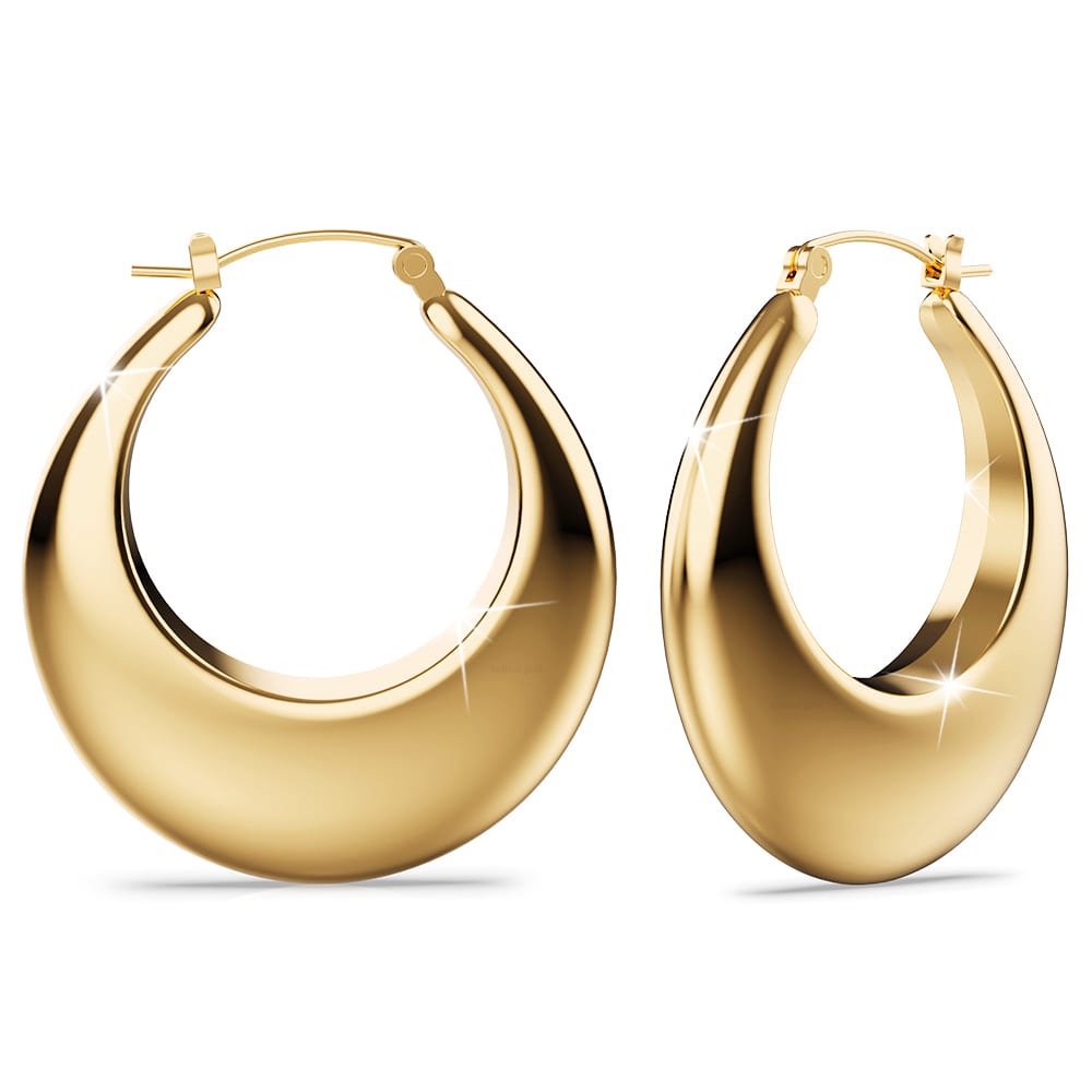 BULLION GOLD Maia Gold Stainless Steel Hoop Earrings