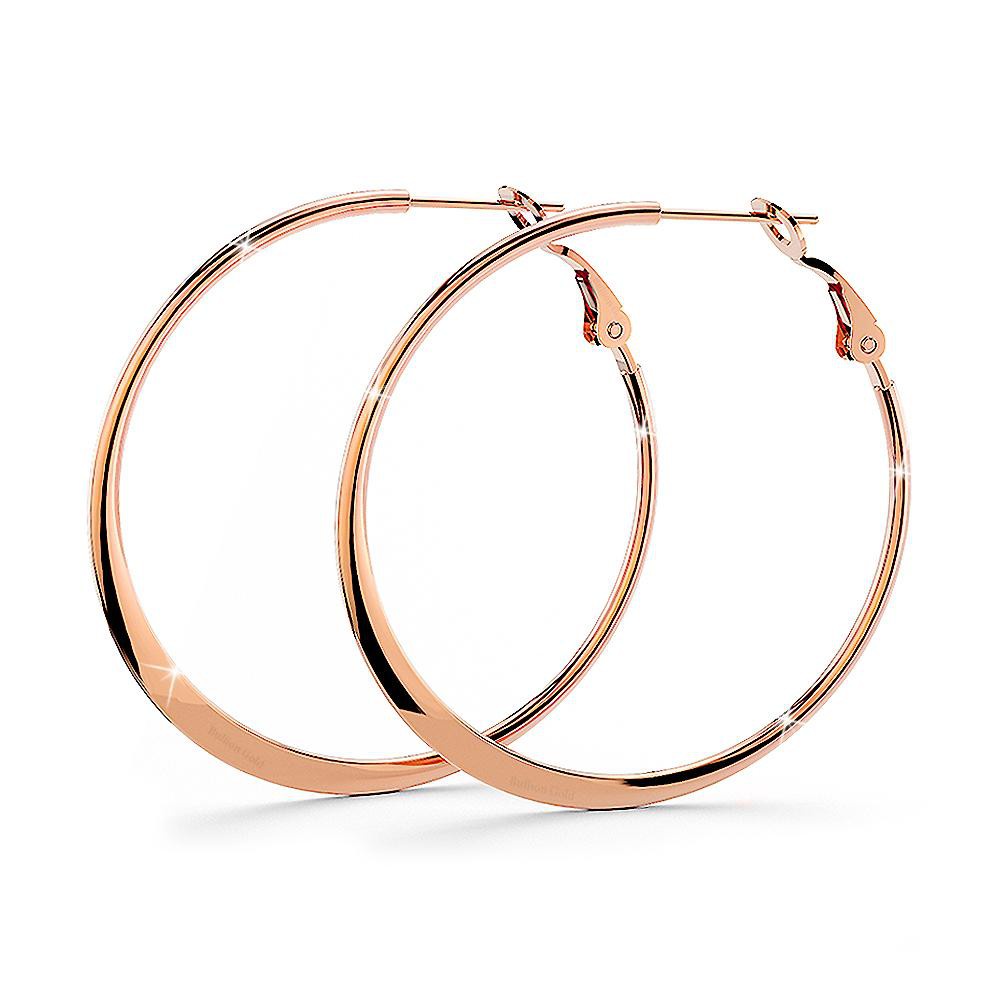 BULLION GOLD Semi Flattened Hoop Earrings 40mm/Rose Gold