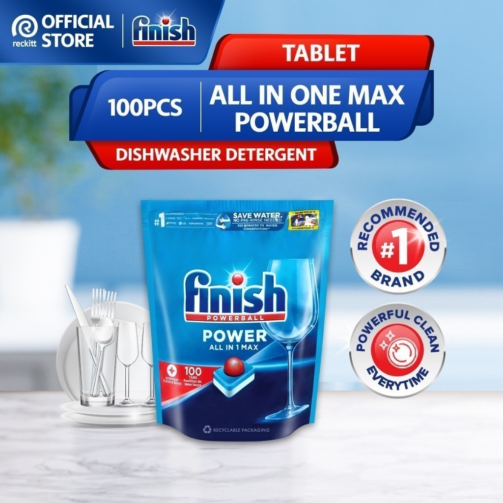 Finish All in One Max Power Ball Dishwasher Machine Dish Cleaner Cleaning Tablet (100 Pcs)