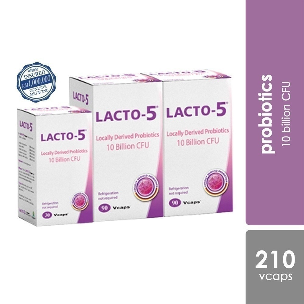 Lacto-5 Probiotics For Digestion System (500mg x 90s x 2) [Free 30s]