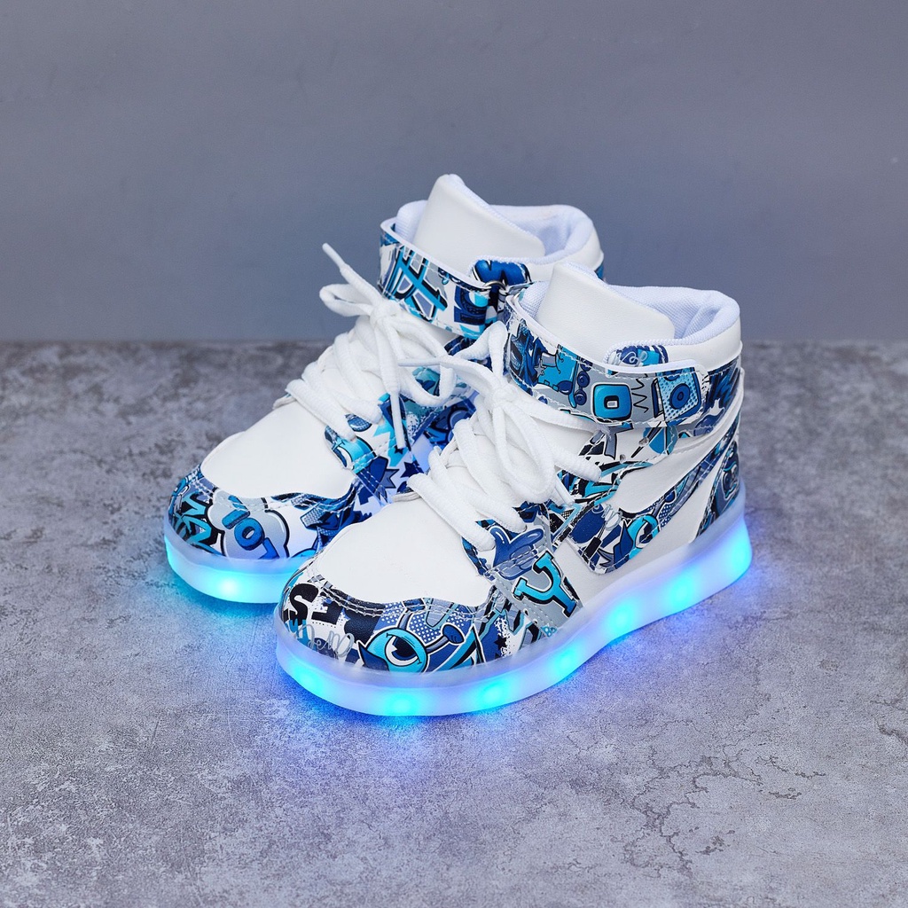 Kids led shoes Rechargeable Colorful Luminous Shoes With Lights Hip-Hop High-Top Baby Boys And Girls Light-Up