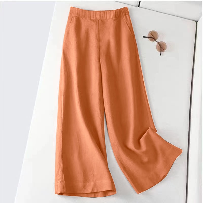 Brand Clothes store women's clothing removed from t Brand discount store women's clothing removed Cabinet Cotton Linen Wide-Leg Pants Women Spring Style Straight-Leg Floor-Mopping Long Pants 9.25