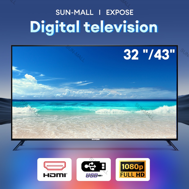 Digital TV 43 Inch Television EXPOSE 4K LED TV 32 Inch FHD 1080P With HDMI/VGA/USB 5-Year Warranty