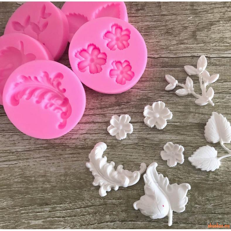 Variety Leaf Flower Shape Fondant Cake Silicone Mold, DIY Baking Grinder