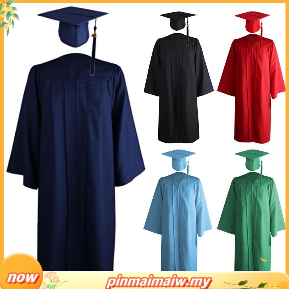 [Ready stock] Bachelor Academic Hat Set Wear-resistant Academic Dress Set Graduation for Adult