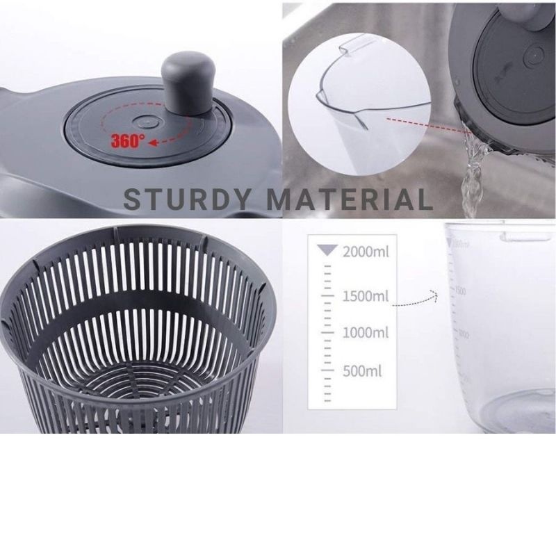 Rotary Salad Spinner Dehydrated Machine Manual Salad Dehydrator  Vegetable Colander Water Drain Basket