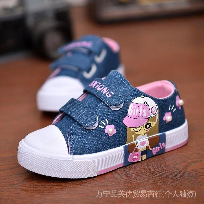 Childrens new sneakers breathable sneakers baby princess shoes denim girls canvas shoes 2022