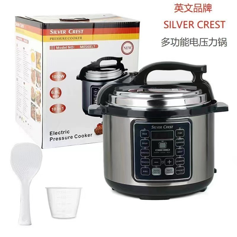 AT-🌟English Electric Pressure Cooker6LLarge Capacity Intelligent Multi-Functional Reserved Household Rice Cooker Aluminu