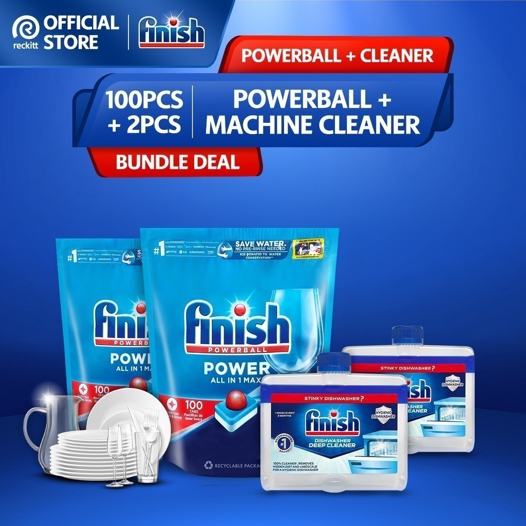 Finish 6 Months Supply Dishwasher Cleaning Kit (100x2pcs + 2 Machine Cleaner)