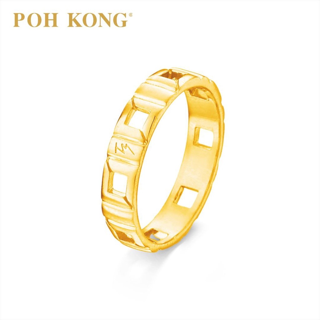 POH KONG 916/22K Gold Tranz Classic Square Ring