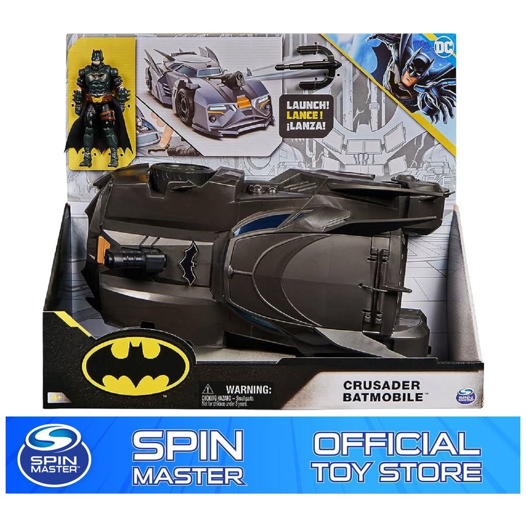 [Original] DC Comics Batman Crusader Batmobile with 4-Inch Figure Toys for Kids Boys Girls