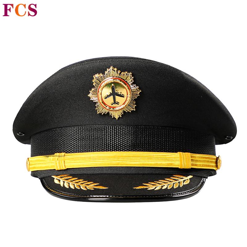 [KK] Men's Performance Hat Role-Playing Hat Big Cap Aviation Civil Aviation Pilot Captain Hat Hotel South Aviation Security Big Brim Hat Railway Hat Captain Captain Wheel Value♚Uniform Ready Stock