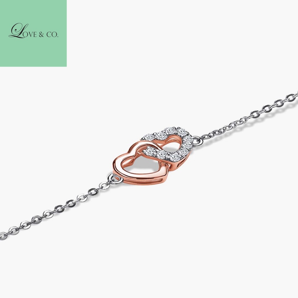 Love & Co. LVC Charmes 14K White and Rose Gold Heart Bracelet