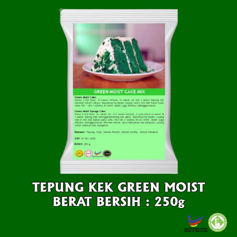 (PROMO) TEPUNG KEK GREEN MOIST 250g | HARGA BORONG RM3.90