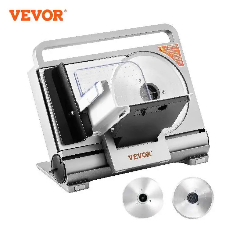 VEVOR 45/200W Electric Meat Slicer for cutting Deli Cold Food Multiprocessor Cutter Grinder Machine Kitchen Beef Use Com