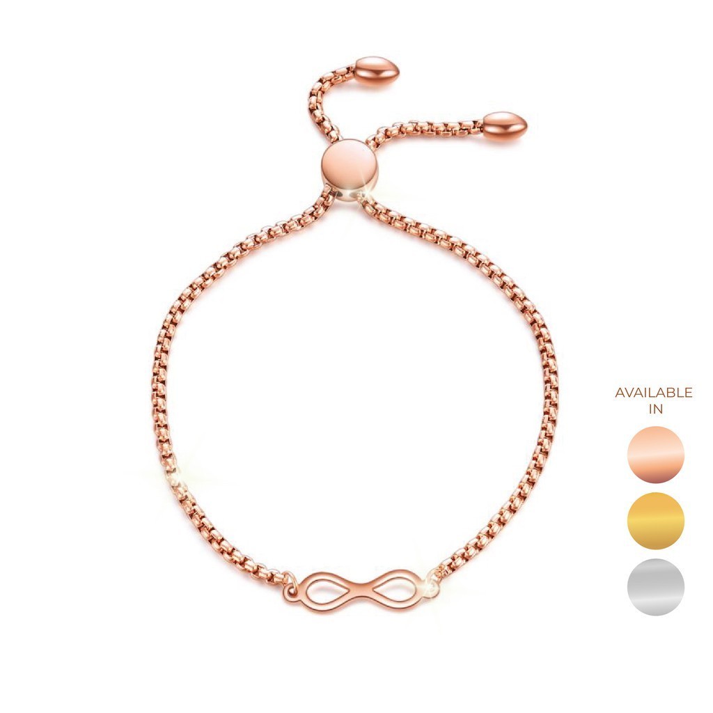 CELOVIS Infinity Endless Love Pendant Adjustable Slider Clasp Bracelet ( Silver/ Rose Gold/ Gold)