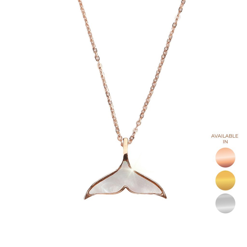 CELOVIS Arielle White Mother Pearl Mermaid Tail Pendant Chain Necklace ( Rose Gold/ Silver/ Gold )