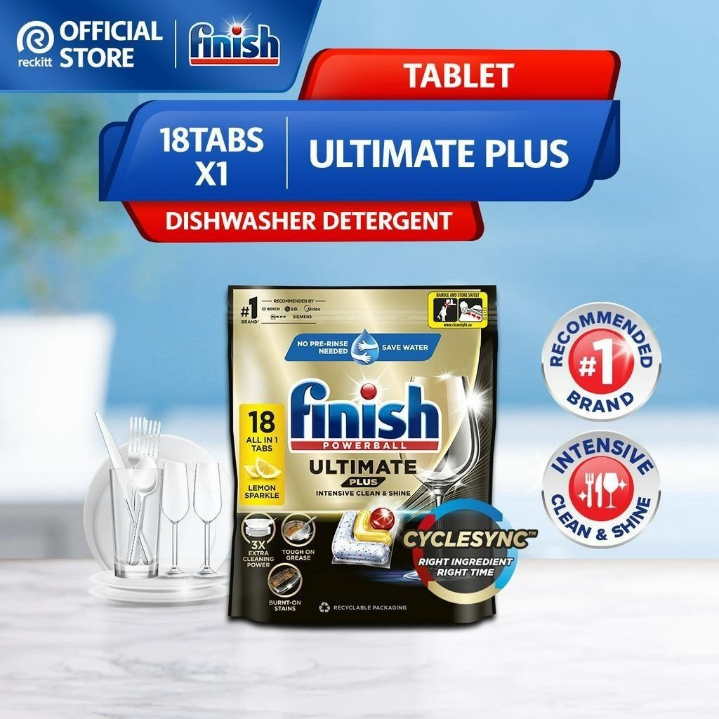 Finish Ultimate Plus Power Ball Dishwasher Cleaning Tablets (18tabs)