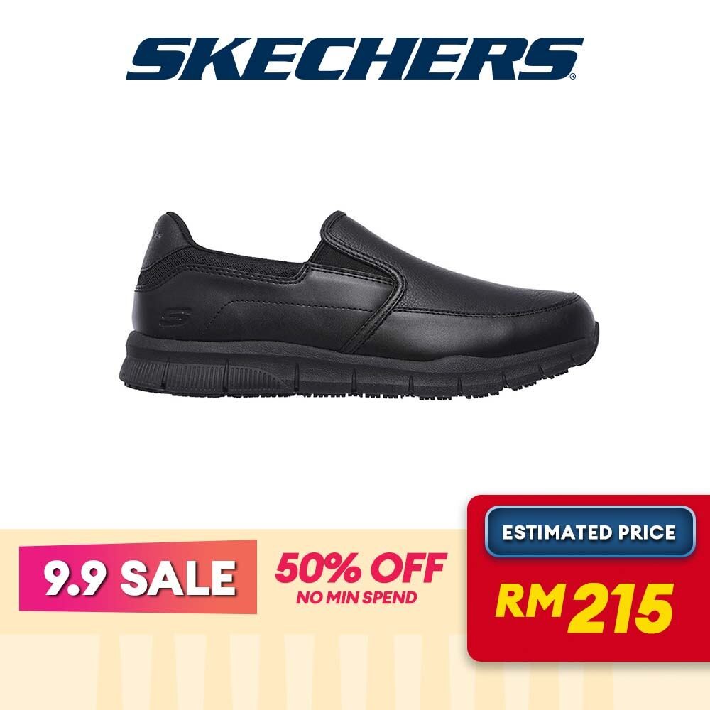 Skechers Men Work Nampa Slip Resistant Work Shoes - 77157-BLK Memory Foam Kasut Sneaker, Kerja, Lelaki