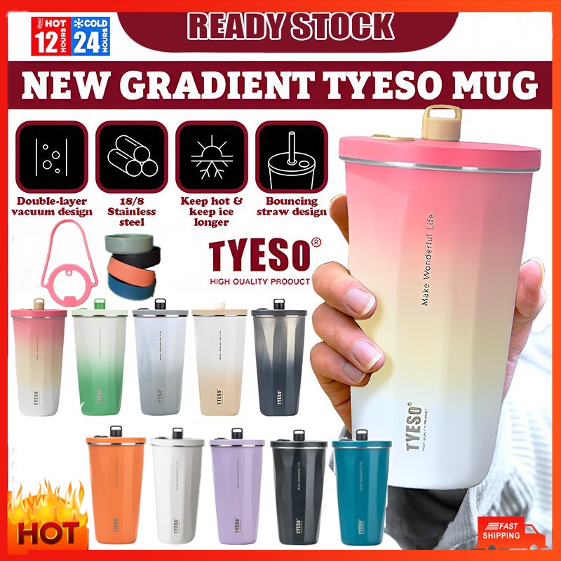 【100% Original】Diamond Tyeso 304 Stainless Steel Tumbler With Straw Thermos Mug Cup Water Bottle Flask Drinking Sport Botol Air Viral