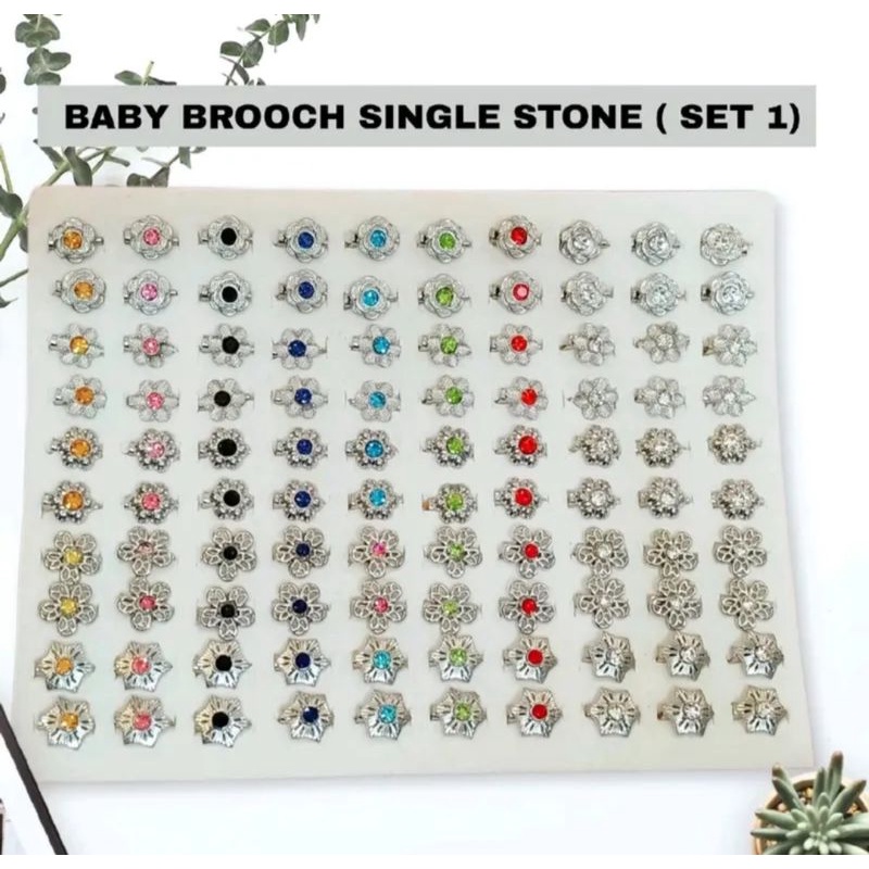 50 Pcs Baby Brooch Single Stone / Brooch Satu batu / Kerongsang Murah