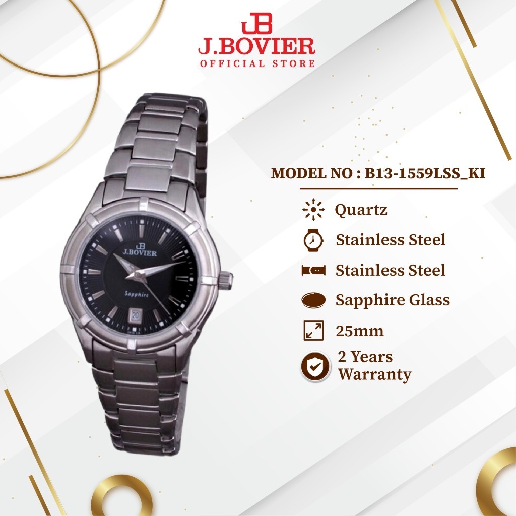 [2 Years Warranty] J.Bovier MOP with 11 Diamond Quartz Women Watch Jam Tangan Wanita B13-1559LSS_SI