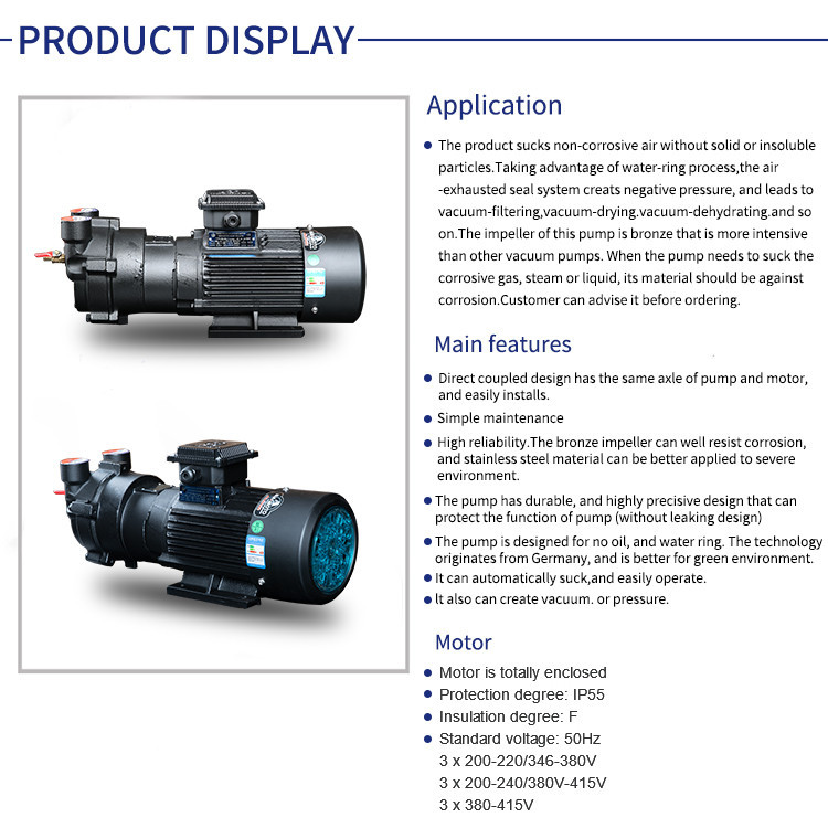 SBV Plastic Extrusion Industry Pump Electric Horizontal Single Stage Water Ring Vacuum Pump