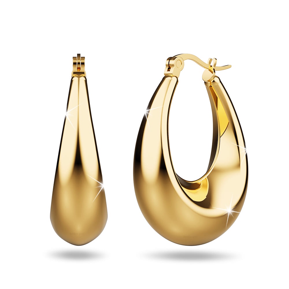 BULLION GOLD Gold Eve Puffed Hoop Earrings