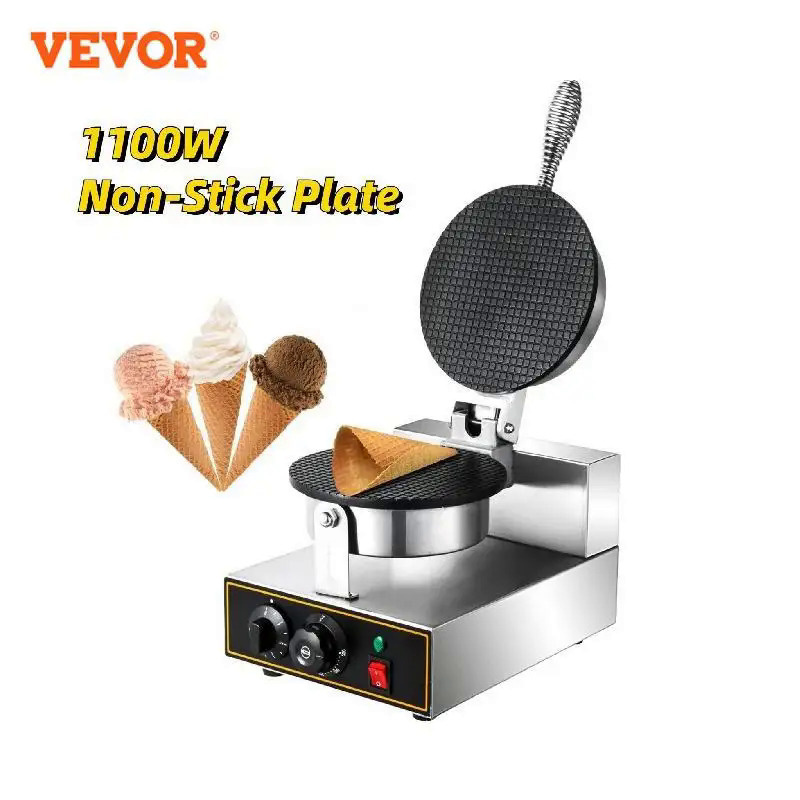 VEVOR Commercial Electric Ice Cream Waffle Cone Maker Nonstick Egg Roll Waffle Cones Bowls Maker waffle iron cone machin