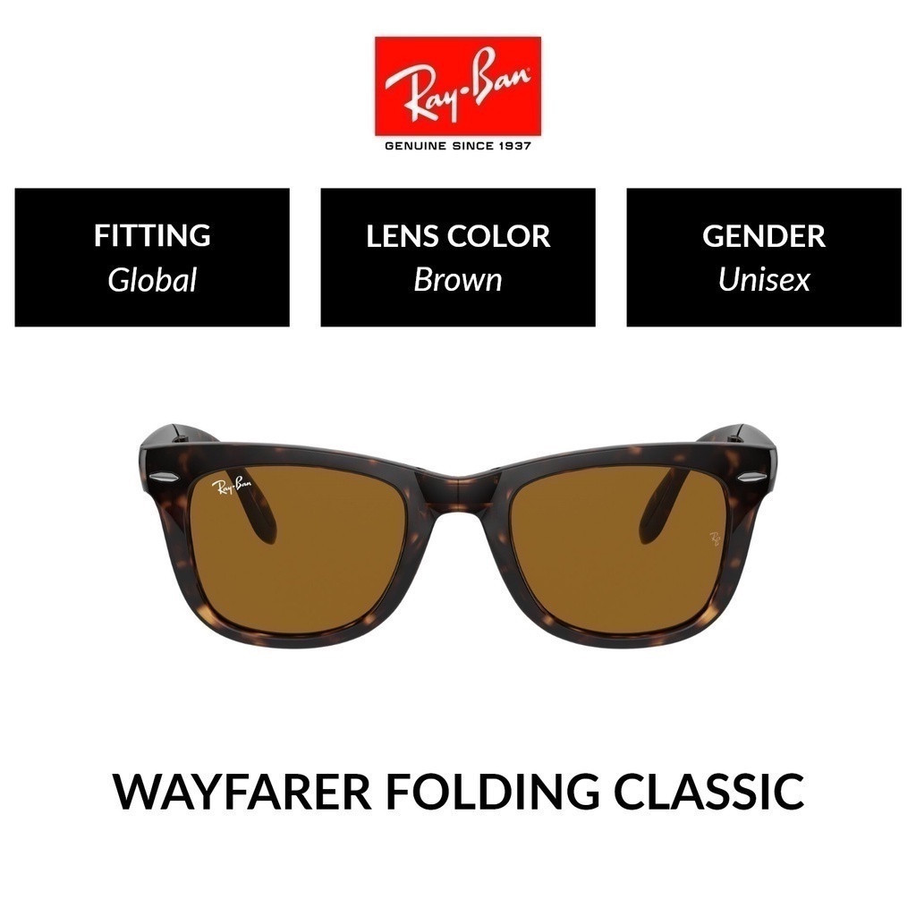 Ray-Ban Folding Wayfarer Unisex Global Fitting Sunglasses (50 mm) RB4105 710