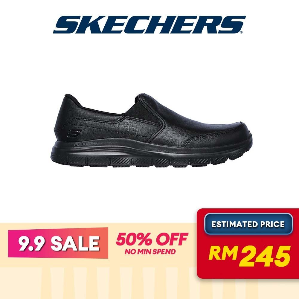 Skechers Men Work Flex Advantage Slip Resistant Bronwood Work Shoes - 77071-BLK Memory Foam Kasut Sneaker, Kerja, Lelaki