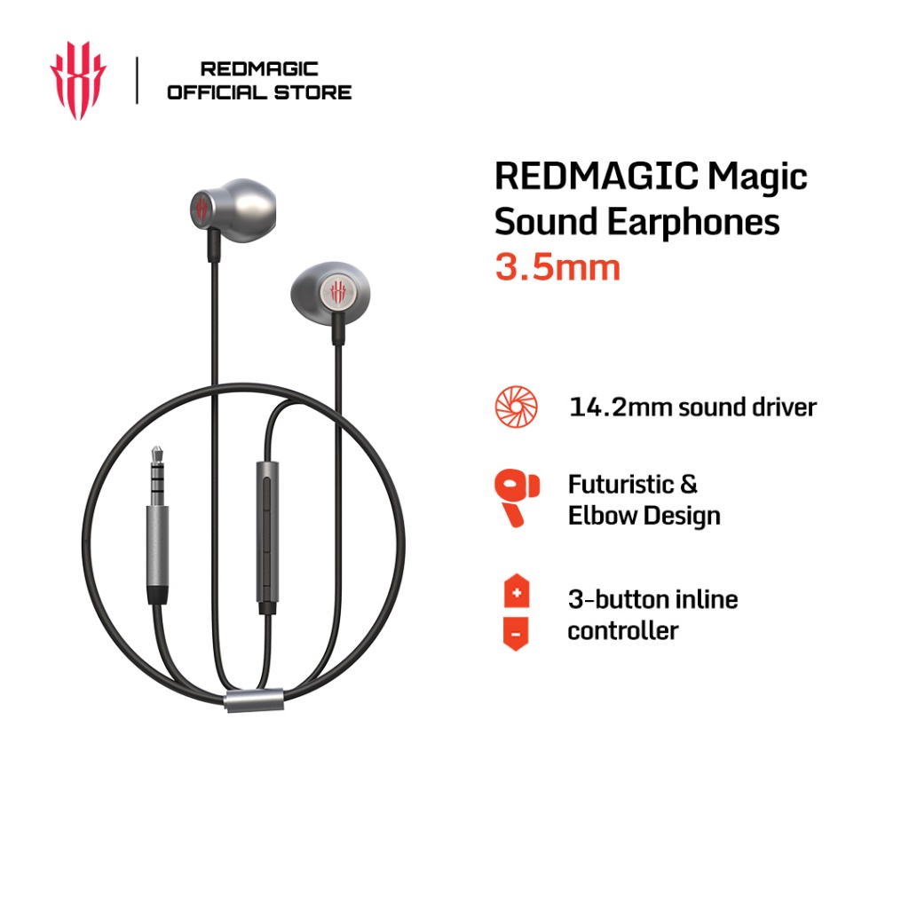 REDMAGIC Magic Sound Earphones 3.5mm | 14.2mm sound driver | Metallic Appearance | Semi-in-ear design