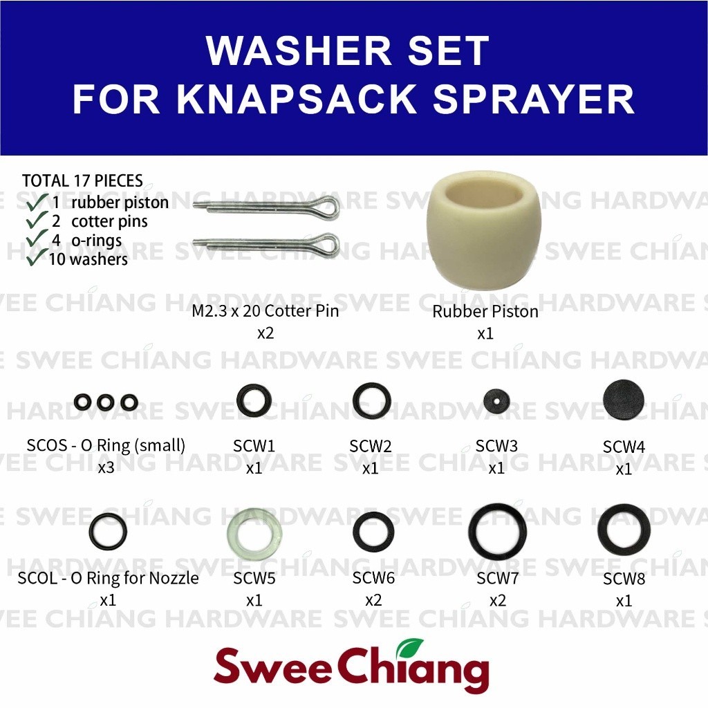 Washer O-Ring Set for Knapsack Sprayer Spart Part Rubber Piston/Brass Ball Pam Racun SOFA accessories[SweeChiang]