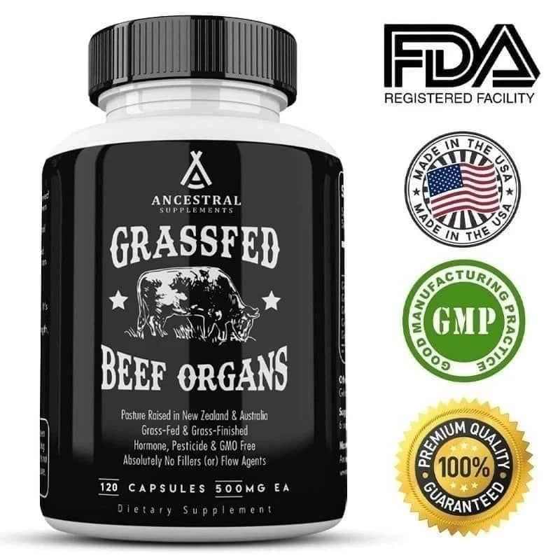 100% Original Products.120 Capsule.Supports Liver,Health, Kidney, Prostate Health -Grass- Feed beef Organs Supplement