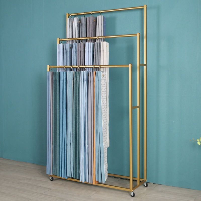 Curtain display rack home textile fabric sample color card display rack shelf floor-standing Scarf rack gold iron frame