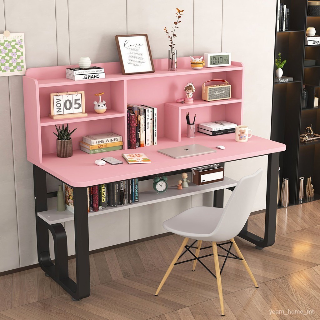 Desk bookshelf integrated study table writing table home computer office desktop writing table wooden/meja rak buku meja
