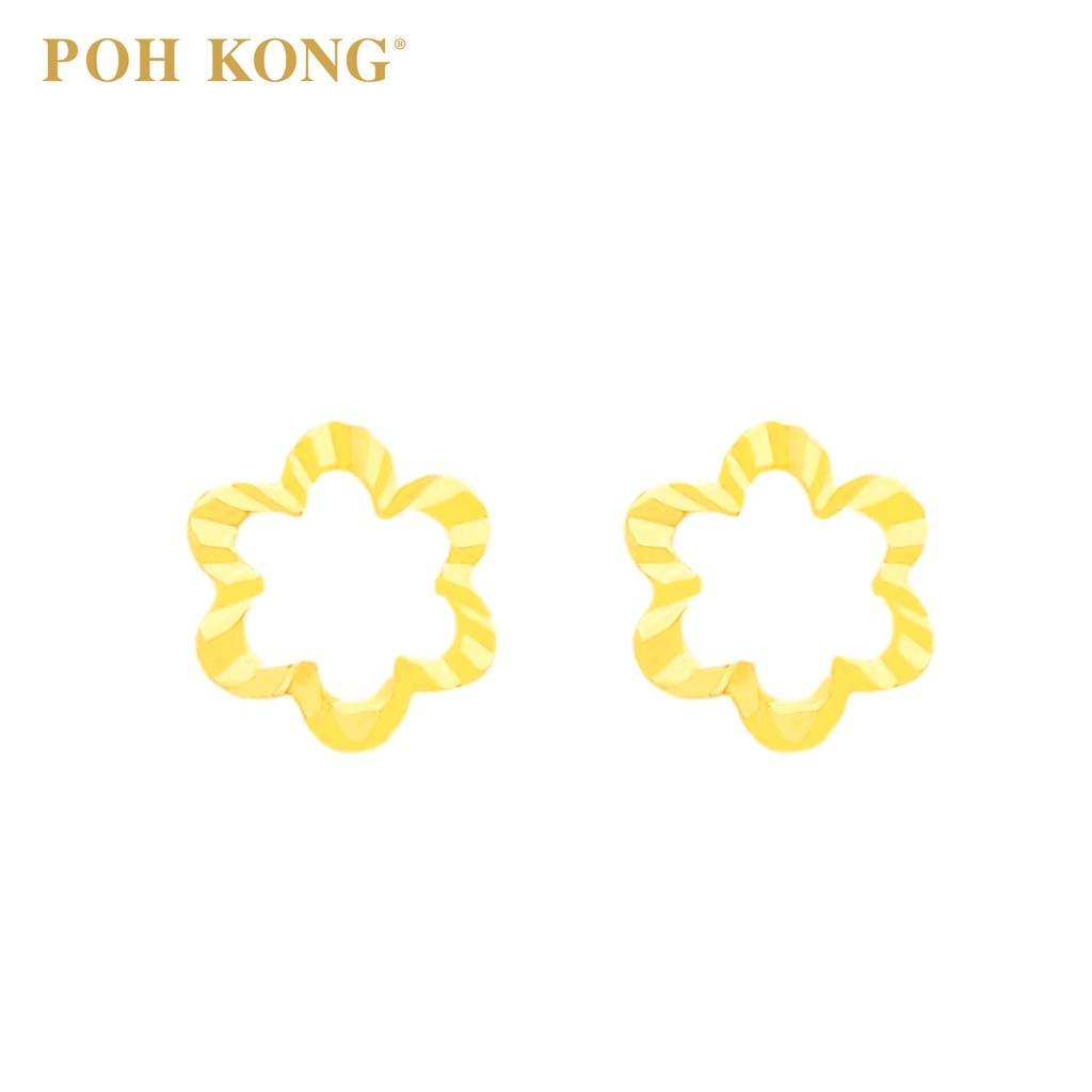 POH KONG 916/22K Gold Antique Blossom Gold Earrings