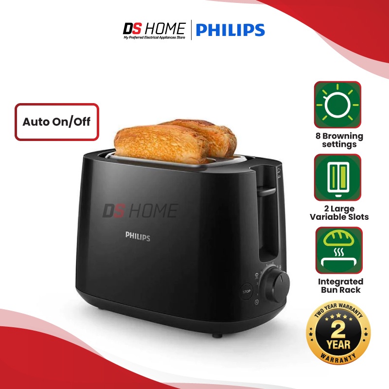 🔥HOT DEALS🔥 PHILIPS Daily Collection Toaster HD2581 (HD2581/91) - Black Bread Toaster Pembakar Roti 烤面包机