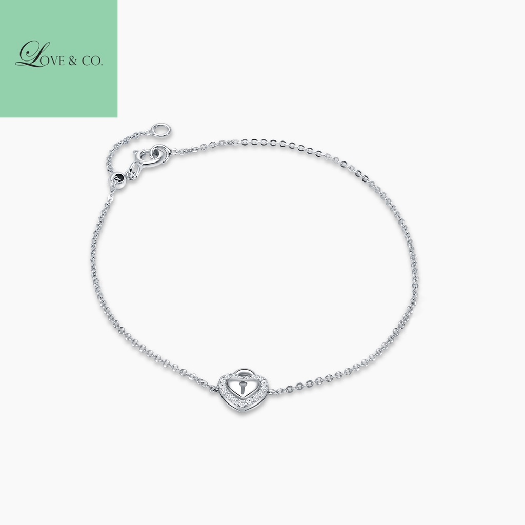 Love & Co. LVC Charmes Locket Heart Bracelet in White Gold