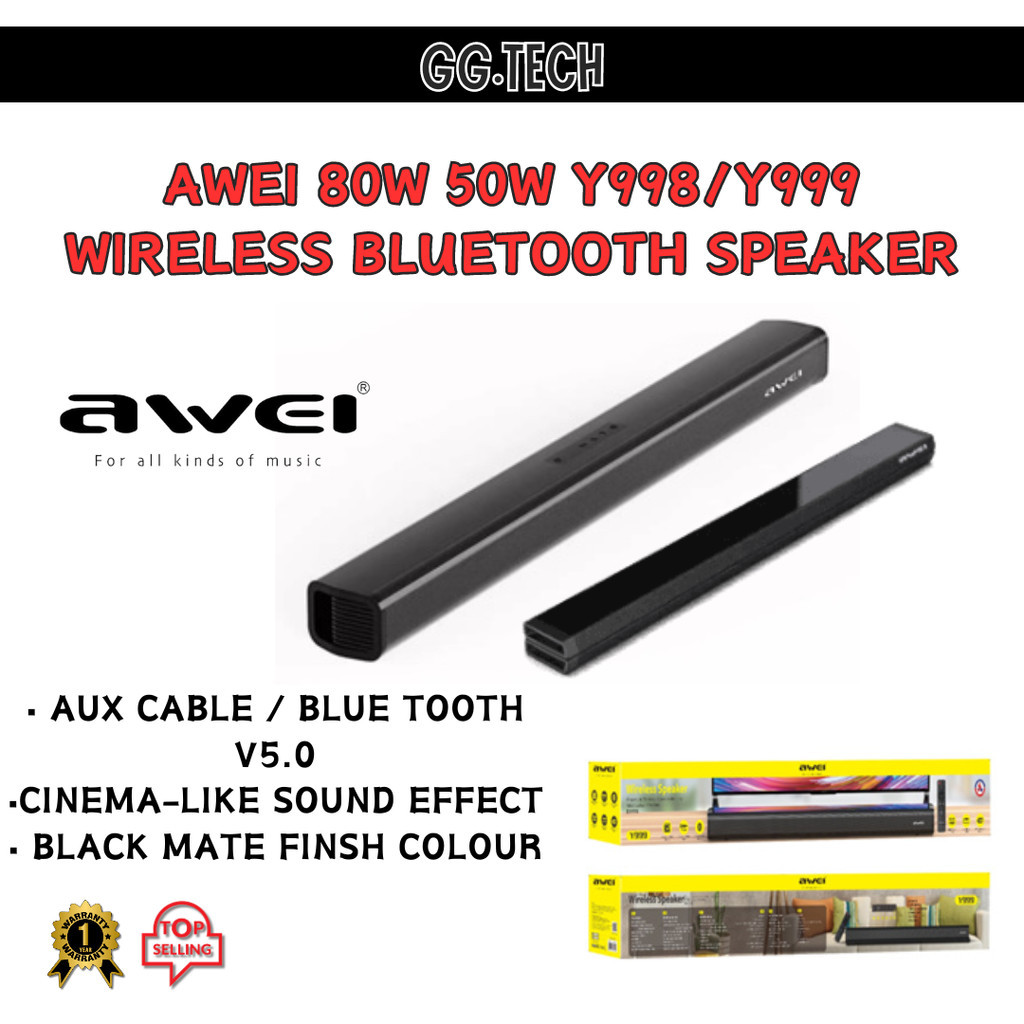 AWEI 80W 50W Home Theater Wireless Bluetooth V5.0 Speaker TV SoundBar 6D Surround - Y999 / Y998