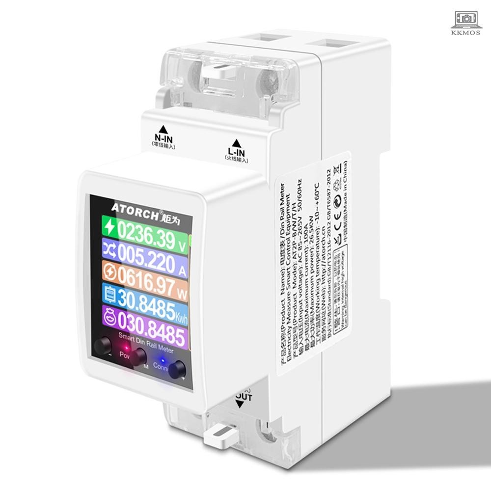 Intelligent Single-phase Tuya Wifi Electricity Meter Digital Display 3 Electric Tariff Modes 35mm DIN Rail Installation TOLO-7.3