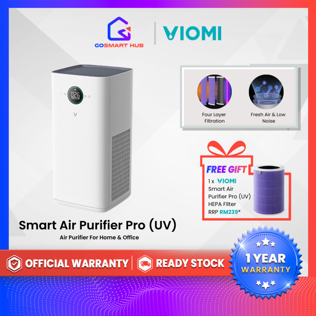 Mijia Viomi Smart Air Purifier Pro (UV) Xiaomi Purifier 3C | Best OLED Screen Hepa Filter UV Sterilization App Support