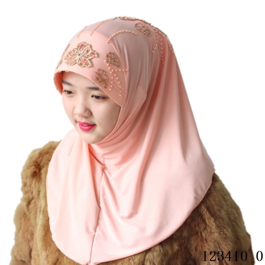 Little Floral Beaded Muslim Hijab, Handcrafted Headscarf, Malaysian Southeast Asian Fashion