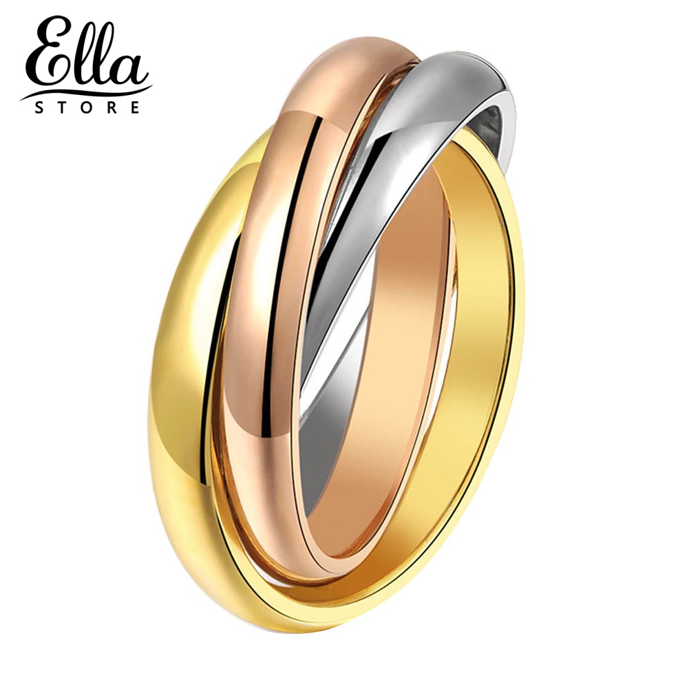 ELLASTORE Ring Women Minimalist Linked Triple Valentine