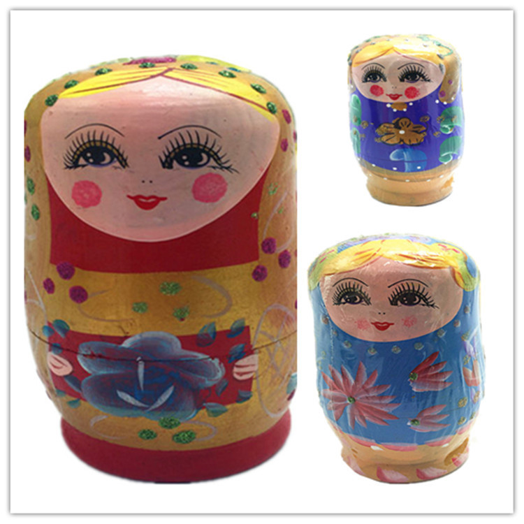 AT#Russian Craft Matryoshka Doll Tourist Souvenir Decoration Five Layers Matryoshka Doll Handmade Extrusion-Pntd Gift 5